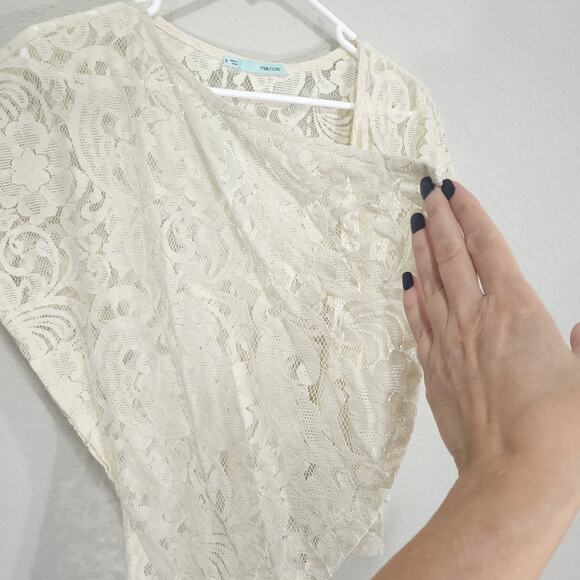 Maurices Lace Cardigan Womens Size Small Cream Floral Sheer Cottage Fairy Boho - Picture 8 of 12